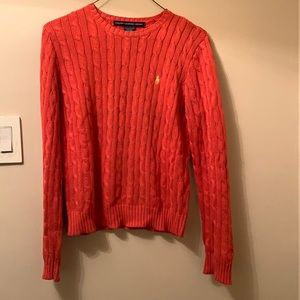 Ralph Lauren sport orange cable knit sweater size medium